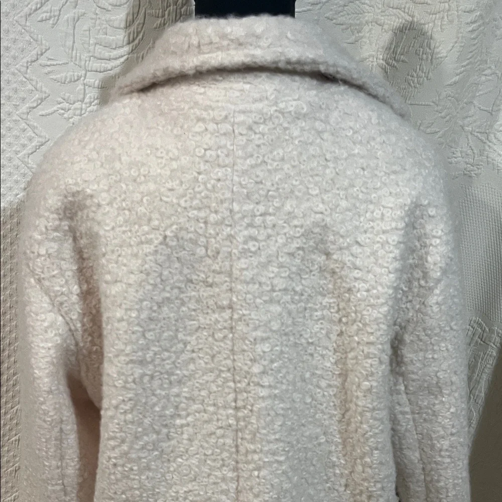 Bershka boucle coat in ecru,‎ size medium